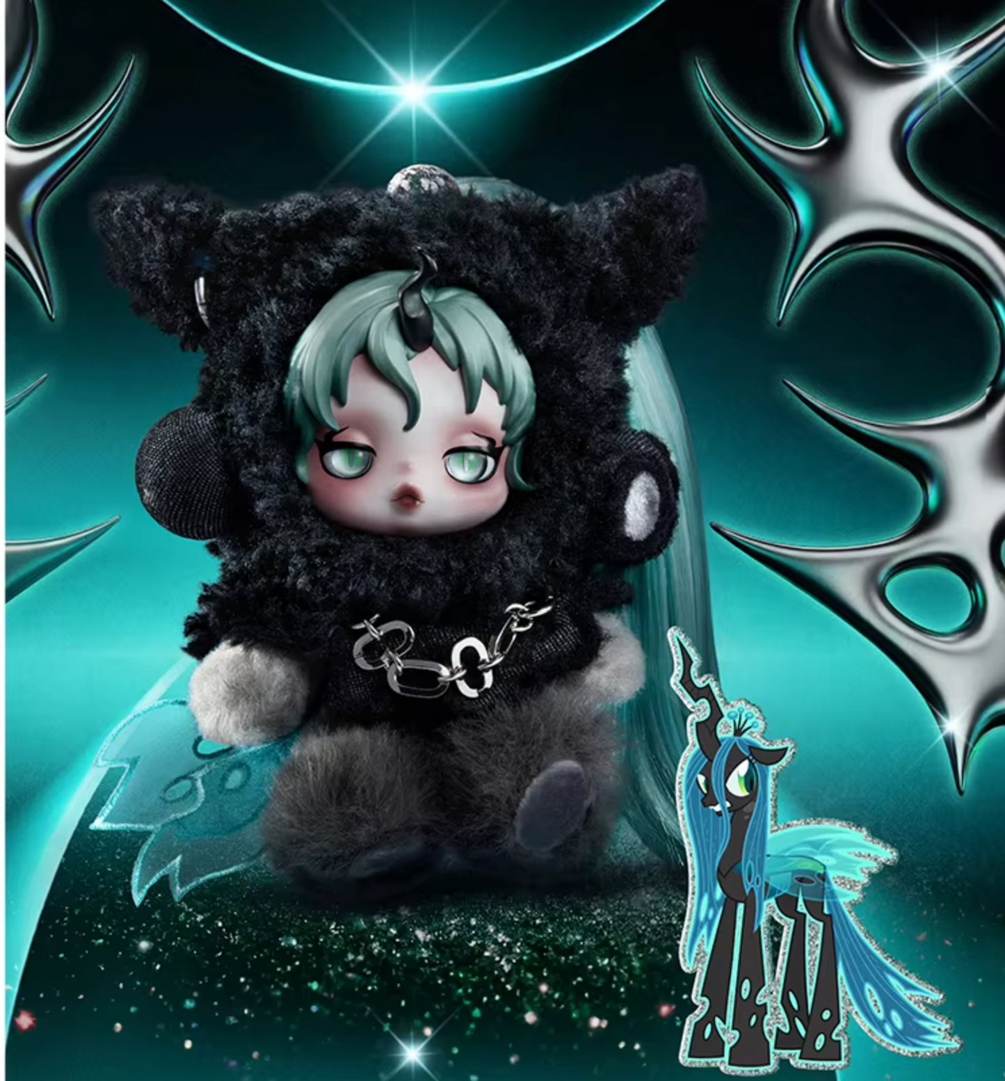 SKULLPANDA × My Little Pony Series Plush Doll Pendant Open-Box